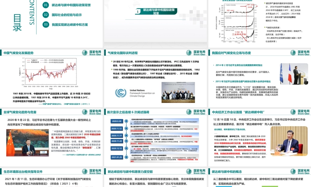 33页PPT《国网：碳达峰与碳中和国际政策背景及中国方案》