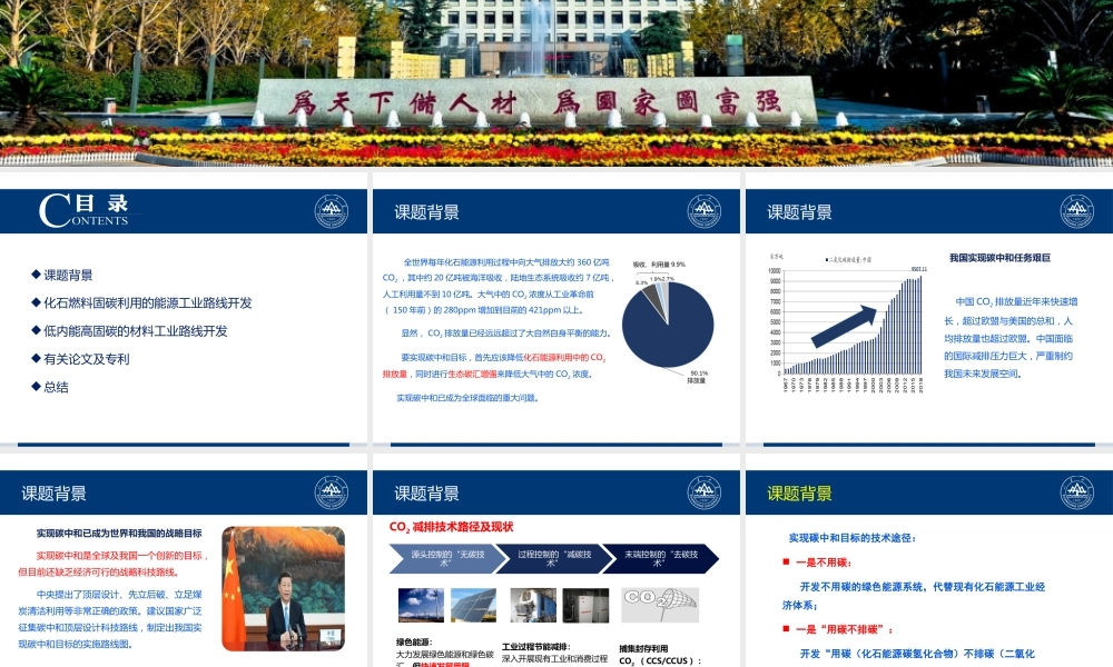 化石燃料固碳利用的能源工业路线