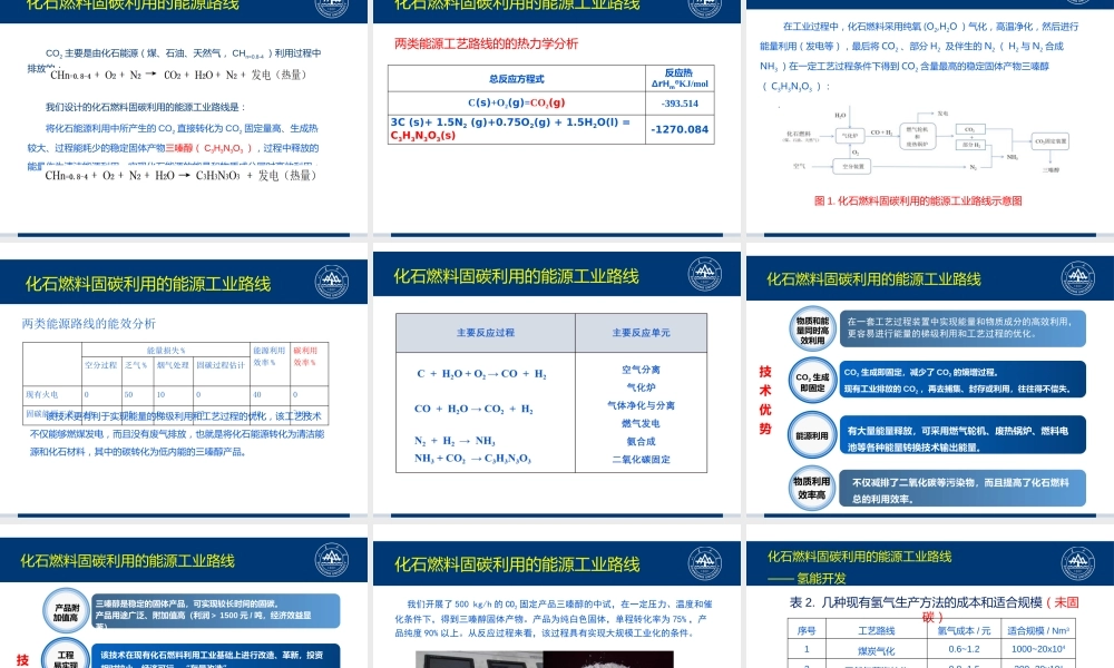 化石燃料固碳利用的能源工业路线