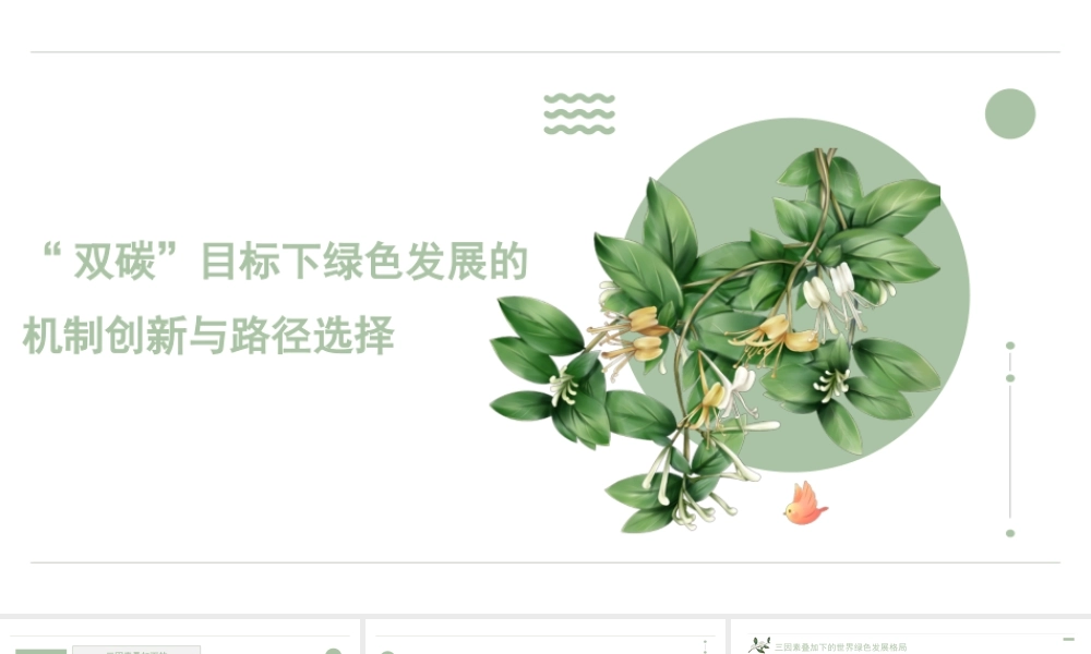 双碳”目标下绿色发展的机制创新与路径选择
