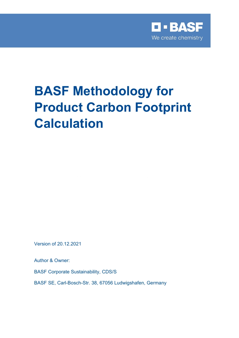 巴斯夫产品碳足迹评_估方法相关文件_(英文)（MethodologyDocument）_第1页