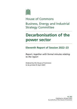 电力部门脱碳（英文版）--英国下议院