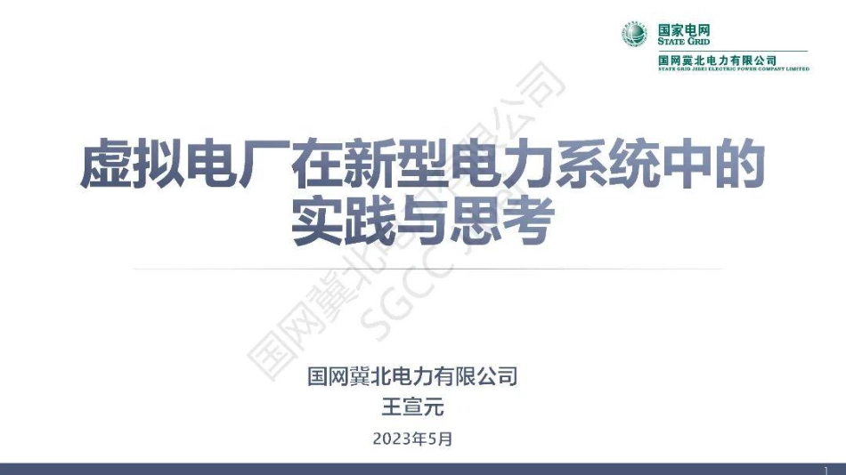 虚拟电厂在新型电力系统中的实践与思考--国网王宣元_第1页