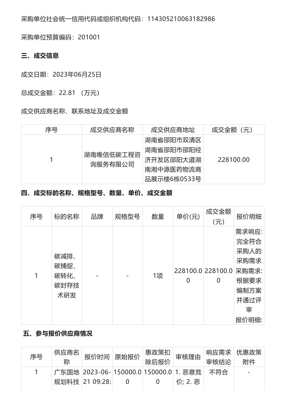 【中标】碳方案22.81万-邵东市碳达峰实施方案编制成交公告-邵东市发展和改革局-湖南唯信低碳工程咨询服务有限公司_第2页