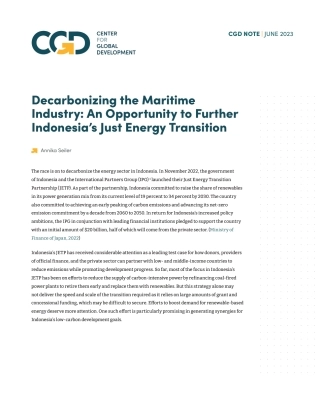 全球发展中心：海运业脱碳：推动印尼能源公正转型的机遇（英）
