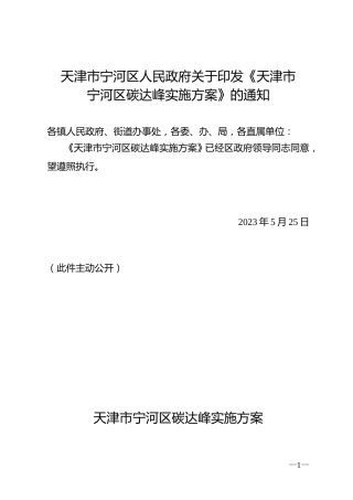 【政策】天津市宁河区碳达峰实施方案