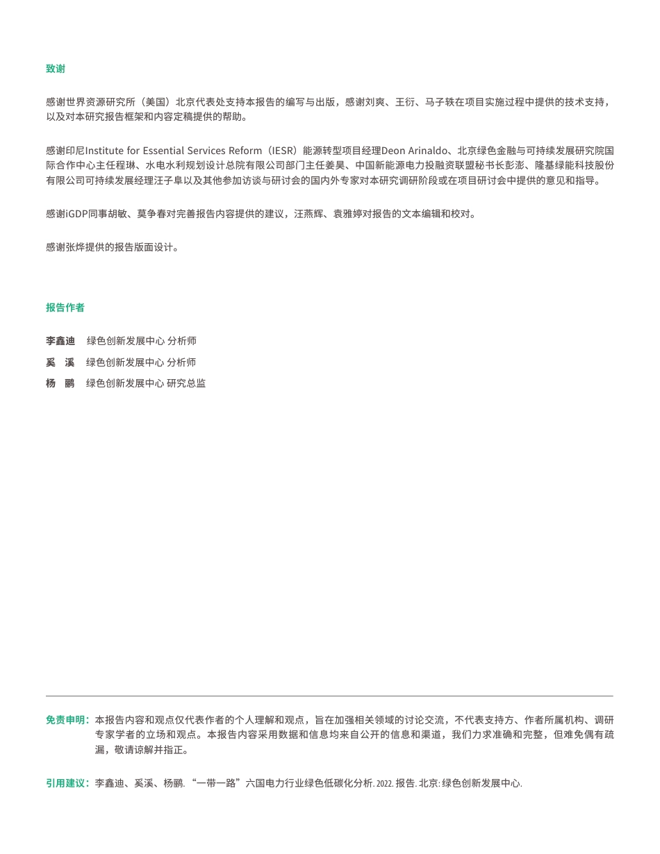 一带一路六国电力行业绿色低碳化分析--IGDP_第2页