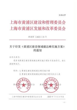 【政策】上海市黄浦区建设领域碳达峰实施方案