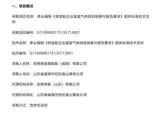 【中标】碳核算-牵头编制《修造船企业温室气体排放核算与报告要求》团体标准技术支持结果公告-中国船级社质量认证有限公司