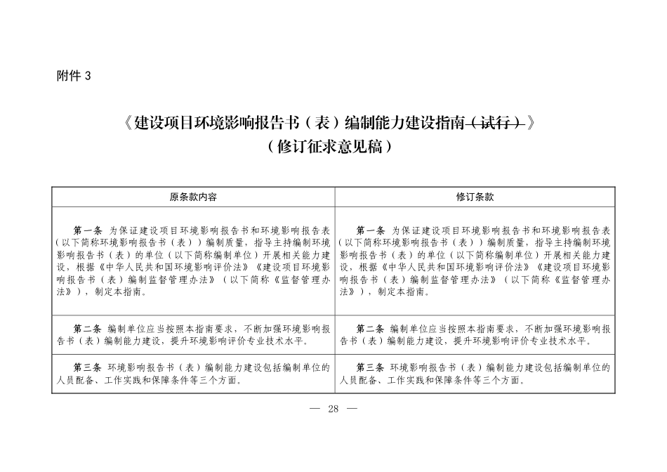 【政策】建设项目环境影响报告书（表）编制能力建设指南（修订征求意见稿）_第1页