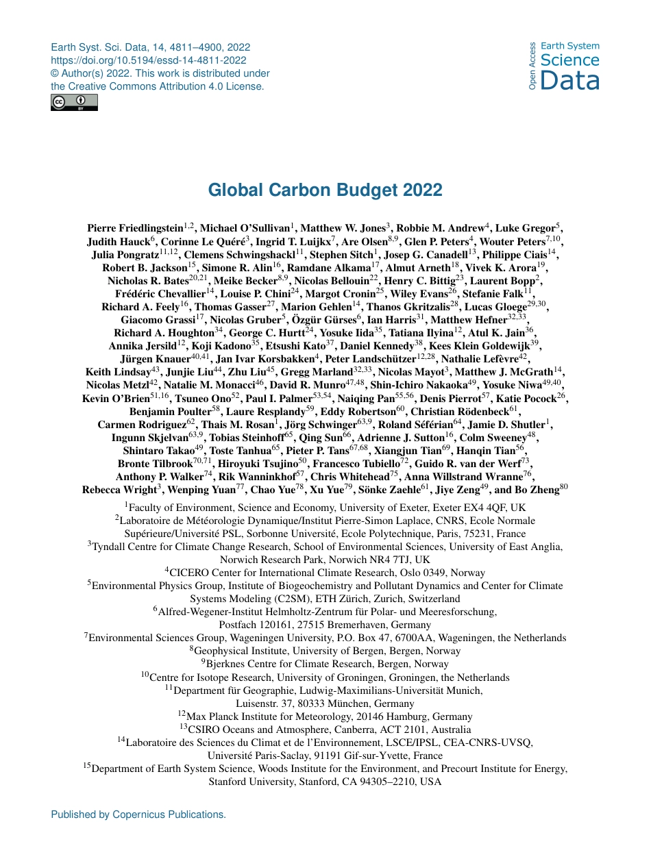 2022年全球碳预算（英文）_第1页