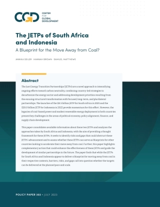 全球发展中心-南非和印度尼西亚的JETP：远离煤炭的蓝图？(英版)