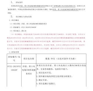 【招标】CER120万吨-洋前、勇士风电场CDM咨询服务项目招标公告