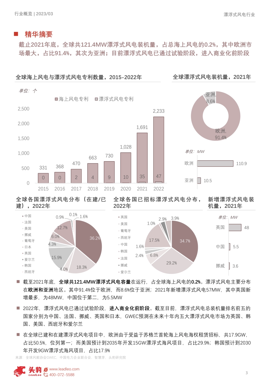 2023年全球漂浮式风电行业概览-投产加速-商业化拐点来临（摘要版）-头豹研究院_第3页