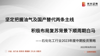 光大证券：坚定把握油气及国产替代两条主线 积极布局复苏背景下顺周期白马（106页） 