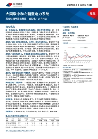 国信证券：大国碳中和之新型电力系统-灵活性调节需求释放，虚拟电厂大有可为