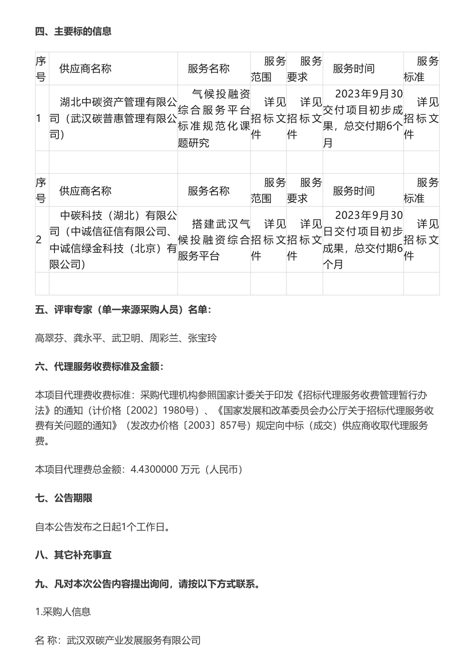 【中标】气候投融资398万-武汉双碳产业发展服务有限公司武汉气候投融资综合服务平台项目中标公告-湖北中碳资产管理有限公司、中碳科技（湖北）有限公司_第2页