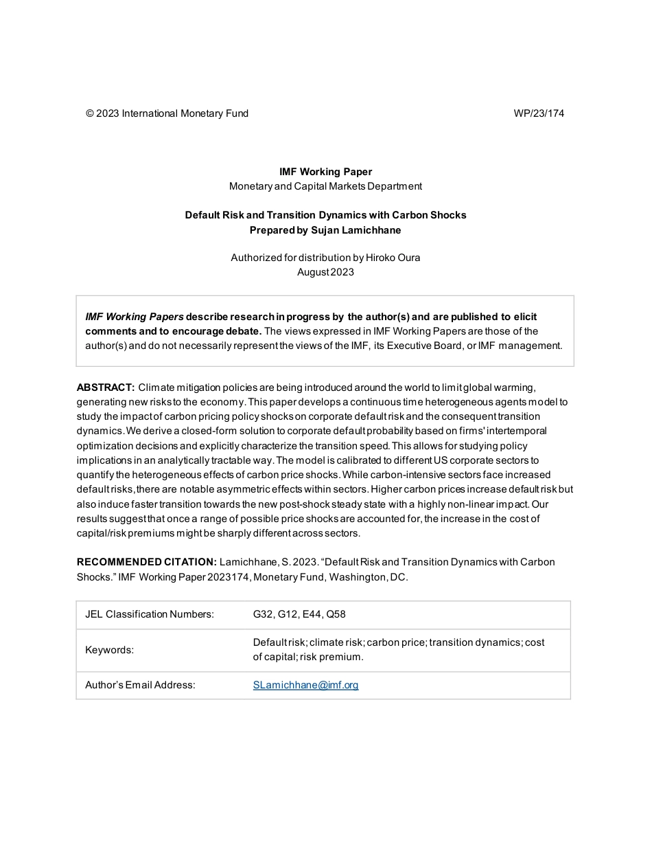 IMF-碳冲击下的违约风险与过渡动力学（英）_第2页