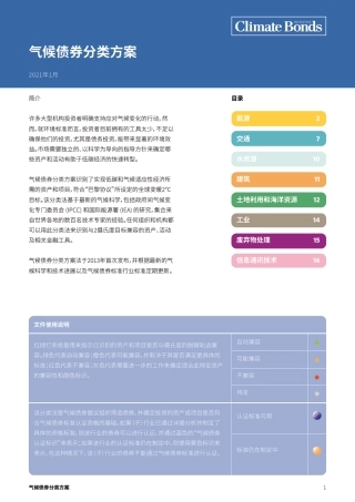 气候债券分类方案-Climate Bonds