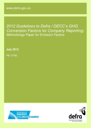 《关于企业报告温室气体排放因子指南》（DefraDECC，2012）2012Guidelines-to-Defra DECC-GHG-emission-factor-methodology-paper-120706