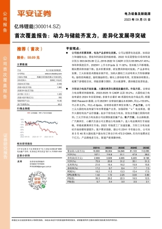 平安证券：动力与储能齐发力，差异化发展寻突破