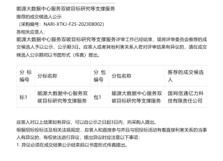 【中标】碳系统-能源大数据中心服务双碳目标研究等支撑服务推荐的成交候选人公示-国网信通亿力科技有限责任公司