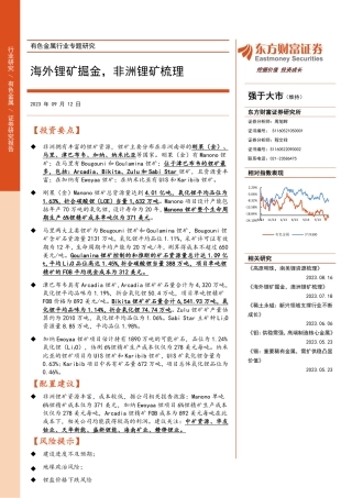 东方财富：海外锂矿掘金，非洲锂矿梳理