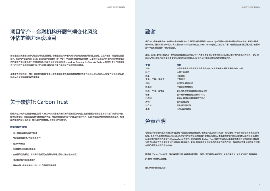 如何应对绿天鹅事件——助力中国金融市场备战气候转型风险--碳信托_第2页