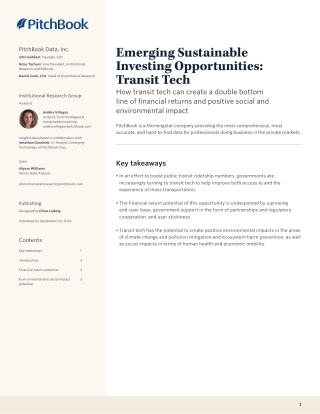 【推荐】PitchBook-新兴的可持续投资机会：交通技术（英）