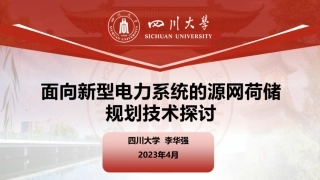 四川大学 李华强：面向新型电力系统的源网荷储规划技术探讨