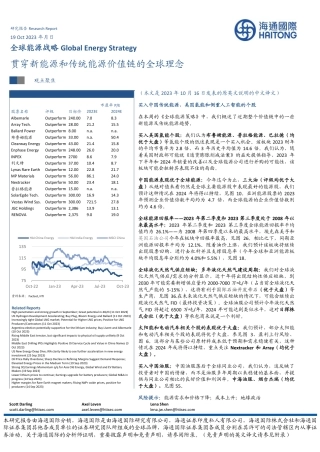 海通国际：贯穿新能源和传统能源价值链的全球理念