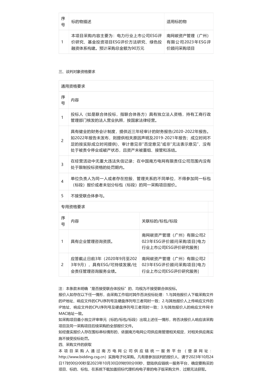 【招标】ESG90万-南网碳资产管理（广州）有限公司2023年ESG评价顾问采购项目采购公告_第3页