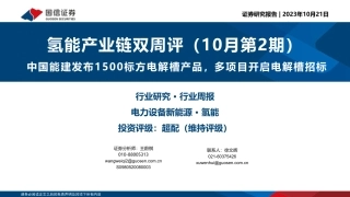 国信证券：中国能建发布1500标方电解槽产品，多项目开启电解槽招标