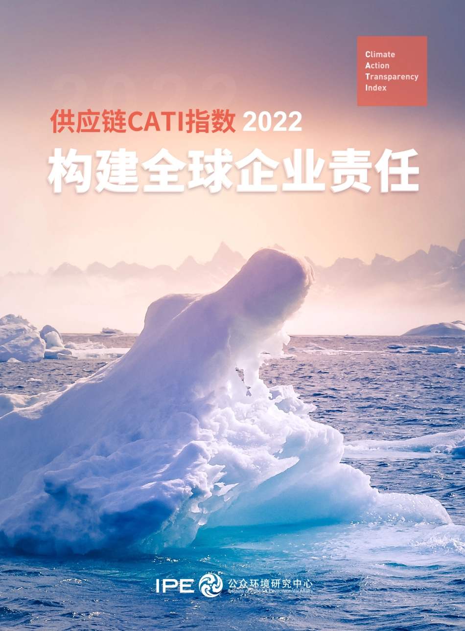 供应链 CATI 指数 2022 —— 构建全球企业责任--IPE_第1页