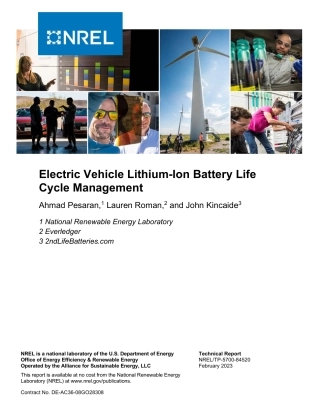 汽车动力电池全生命周期管理（英文版）--美国国家可再生能源办公室