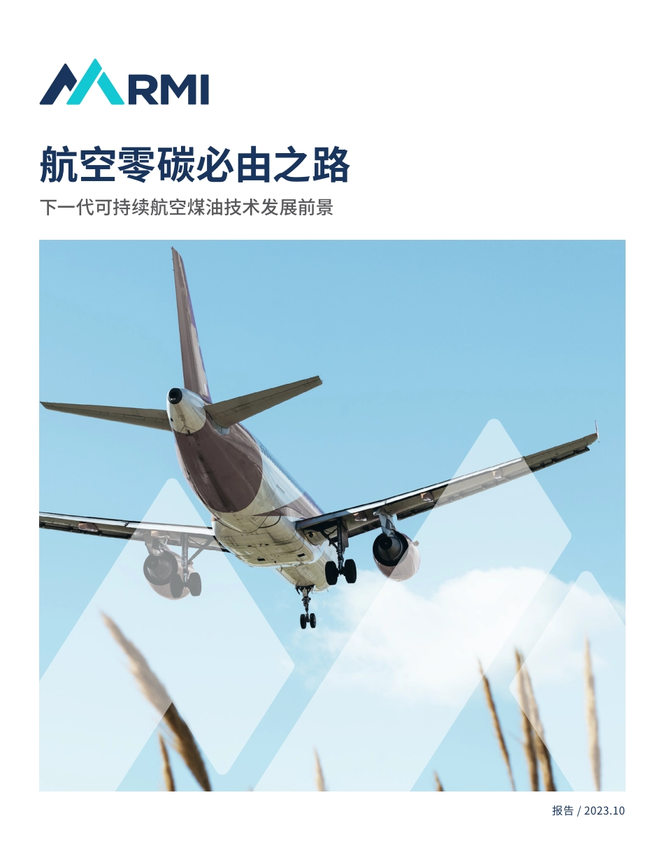 航空零碳必由之路：下一代可持续航空煤油技术发展前景--RMI_第1页