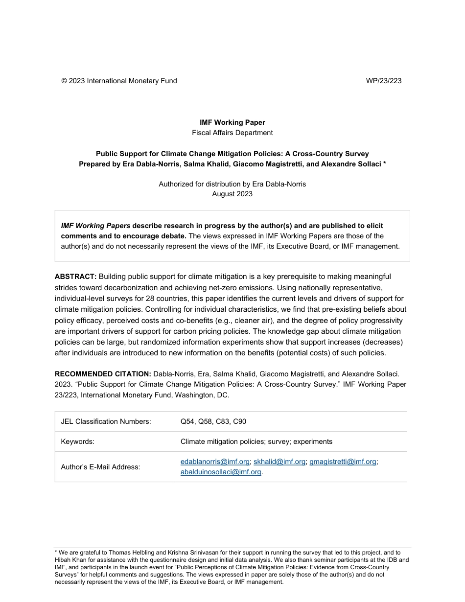 IMF-公众对减缓气候变化政策的支持：一项跨国调查（英）-2023.10-49页_第2页