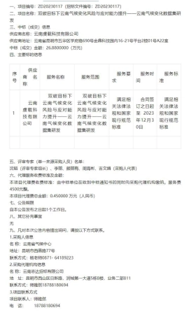 【中标】气候变化26.88万-双碳目标下云南气候变化风险与应对能力提升