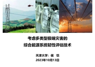 考虑多类型极端灾害的综合能源系统韧性评估技术--天津大学 侯恺