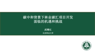 武曙红：碳中和背景下林业碳汇项目开发面临的机遇和挑战