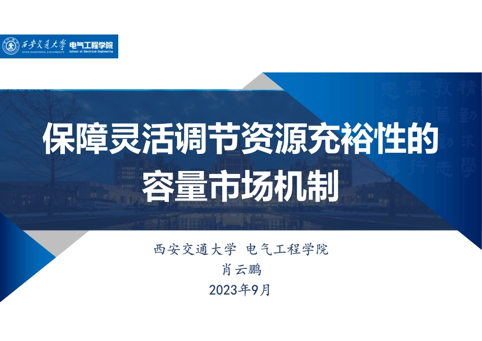 肖云鹏：保障灵活调节资源充裕性的容量市场机制_第1页