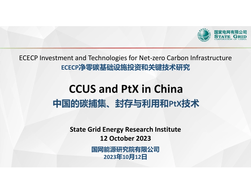 中国的碳捕集、封存与利用和PtX技术-20231012-国家电网-21页_第1页