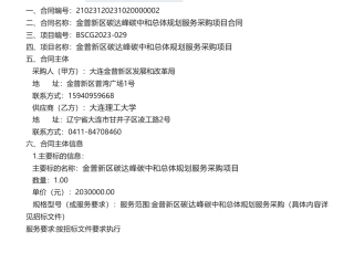 【招标】碳系统203万-金普新区碳达峰碳中和总体规划服务采购项目的公开招标公告合同公告