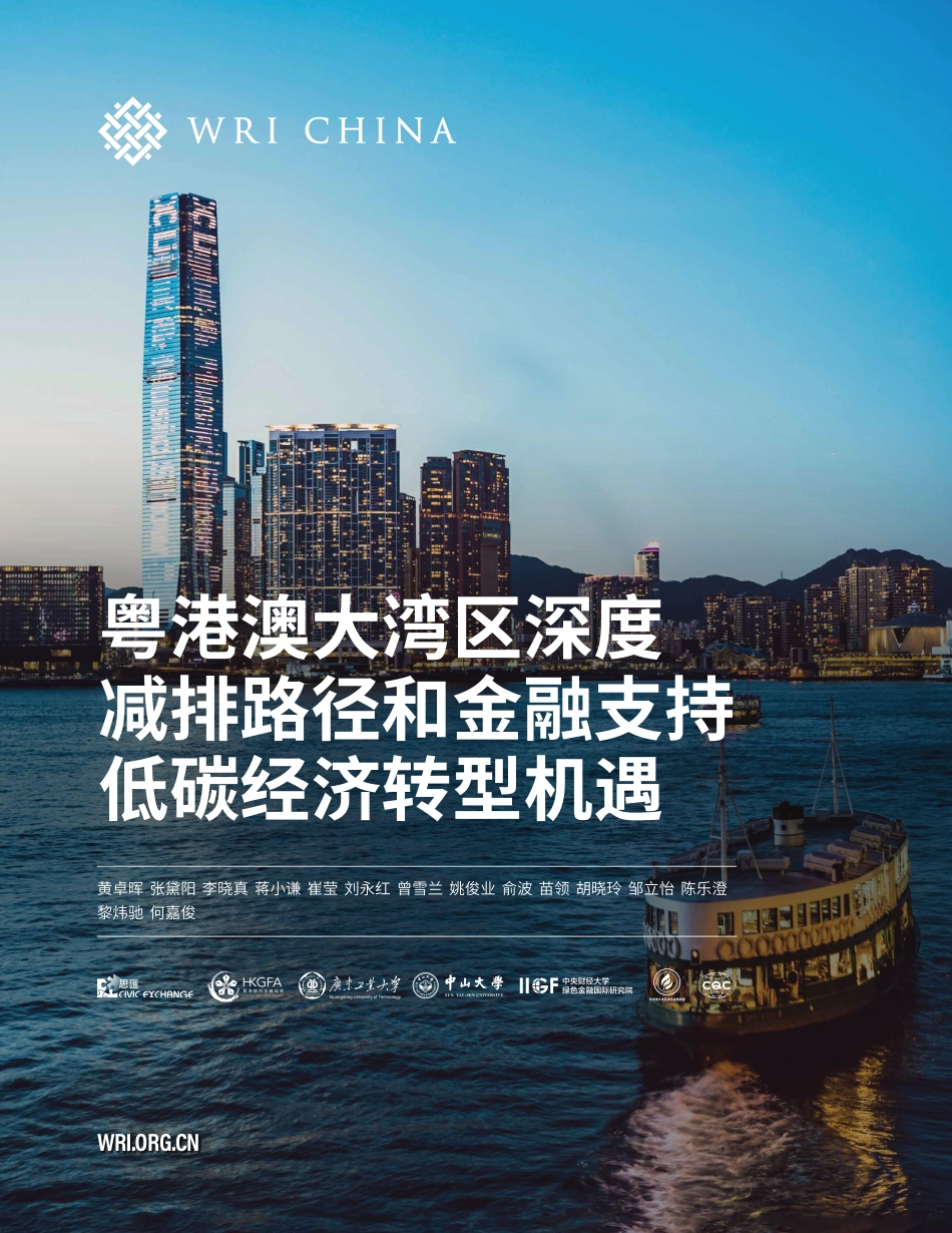 粤港澳大湾区深度减排路径和金融支持低碳经济转型机遇_第1页