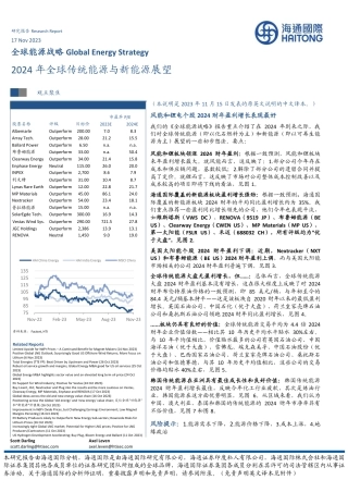 海通国际：2024年全球传统能源与新能源展望