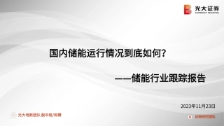 光大证券：储能行业跟踪报告-国内储能运行情况到底如何？