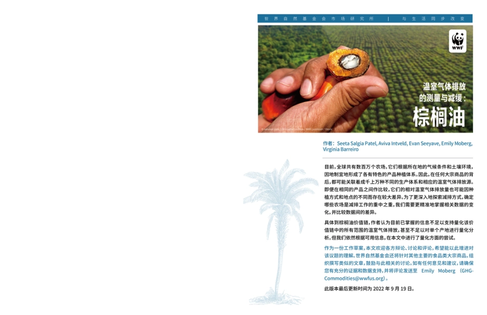 温室气体排放的测量与减缓：棕榈油-世界自然基金会_第1页