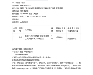 【招标】碳方案49万-《泉州市城乡建设领域碳达峰实施方案》采购项目竞争性磋商公告