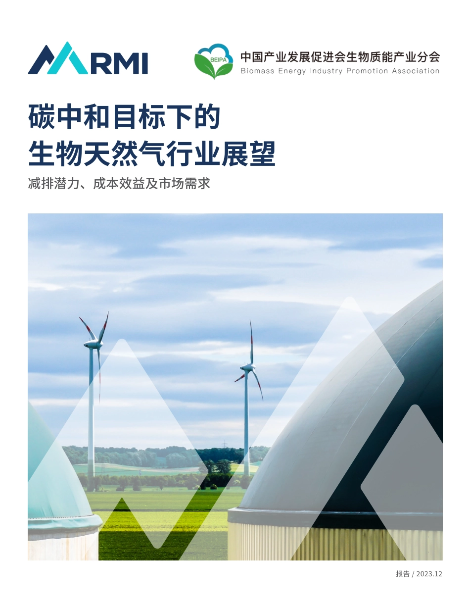 碳中和目标下的生物天然气行业展望-减排潜力、成本效益及市场需求-中国产业发展促进会_第1页