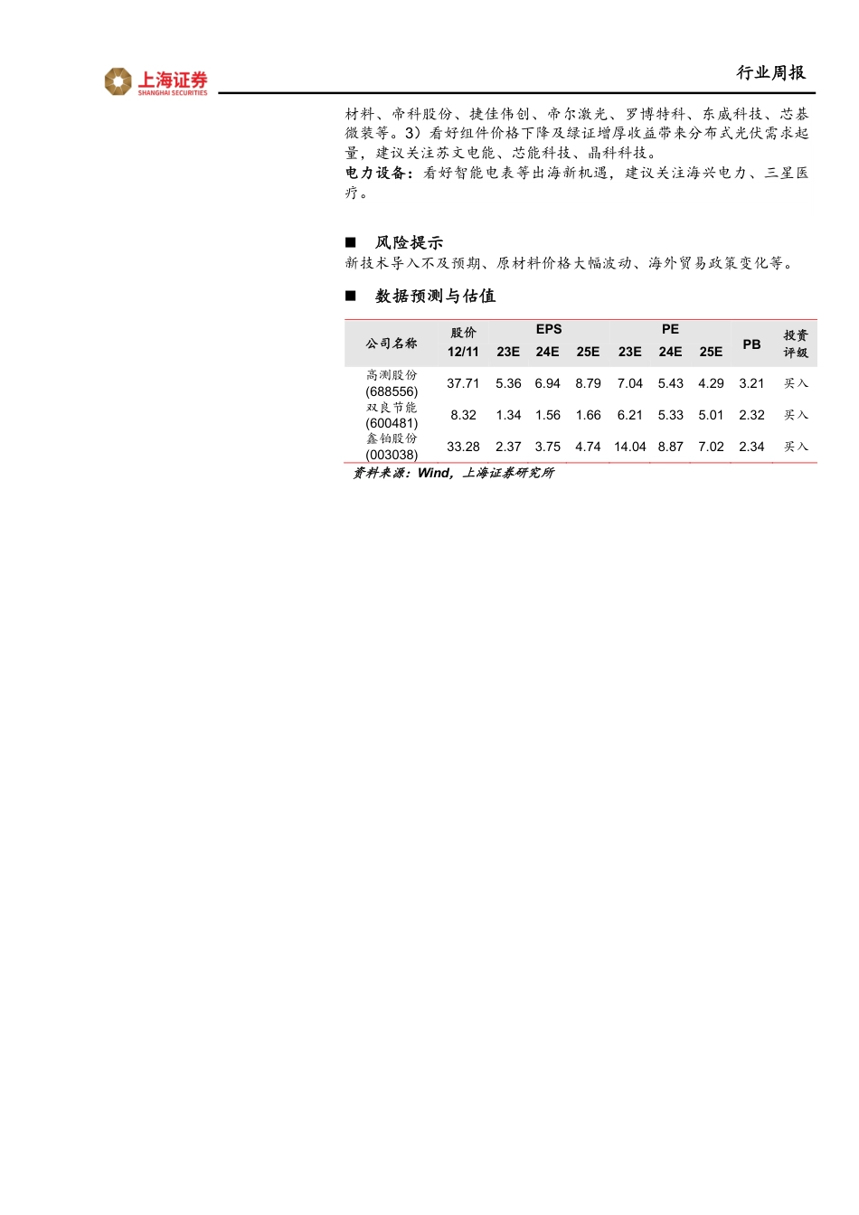 上海证券：光伏产业链价格跌幅减小，静待需求释放_第2页